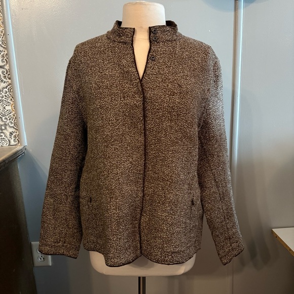 Coldwater Creek Reversible‎ Brown Wool Blazer Jacket (Women's Petite XL) - Picture 1 of 12